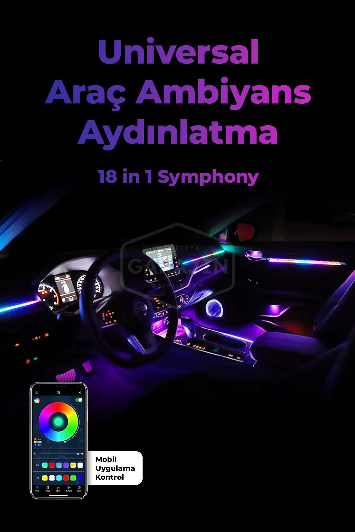 ARAÇ İÇİ AMBİANS 64 RENK NIGHTEYE - Görsel 5
