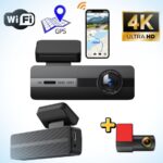 2 Kameralı 4K+1080P Ekransız WIFI GPS 24 Saat Park Modu Özellikli Dashcam Kamera