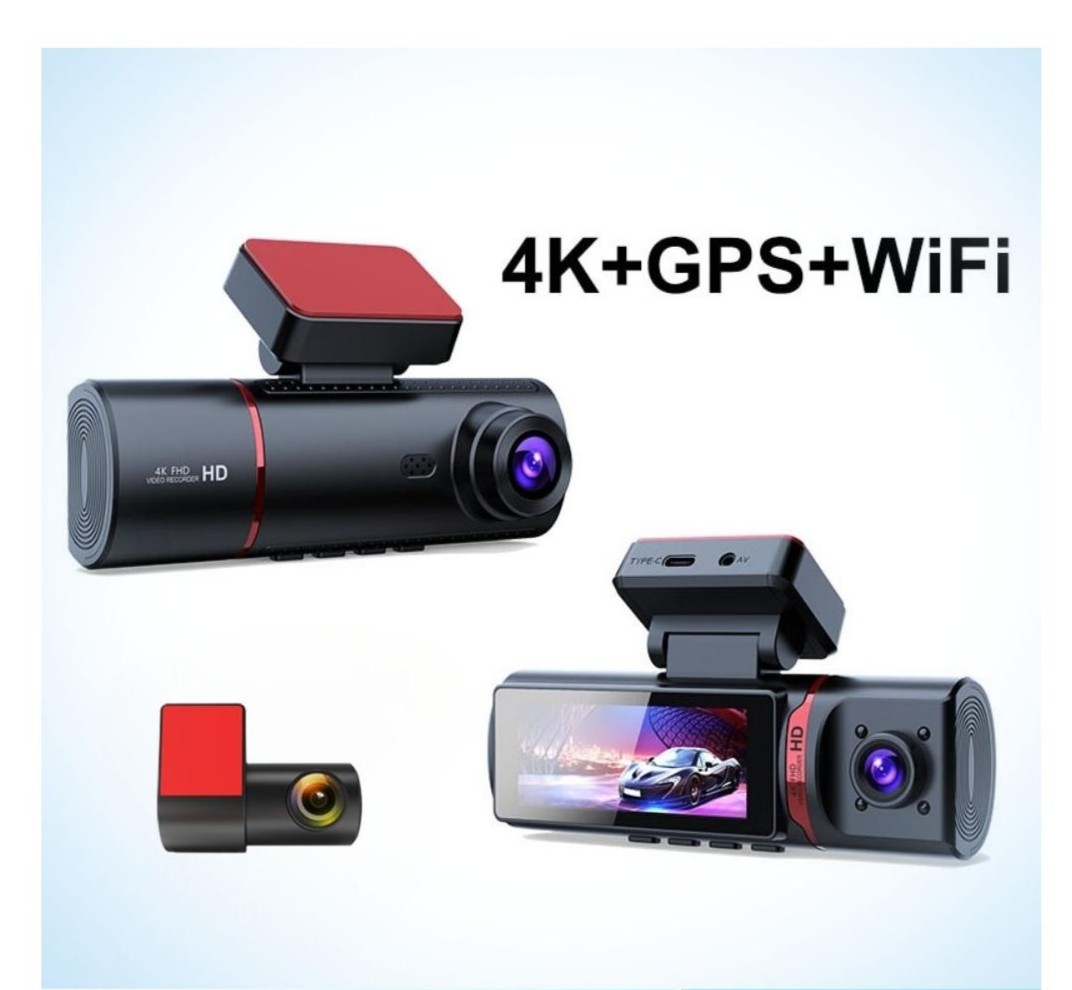 4K Ultra HD 3 Kameralı Ön, iç ve Arka Wifi GPS G-Sensör Park Modu Dashcam Kamera - Görsel 3