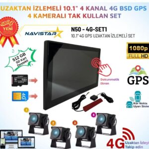 Uzaktan izlemeli 10 inç 4 Kanal 4G GPS BSD Kör Nokta Uyarı Sistemli Profesyonel Araç Kamera Seti